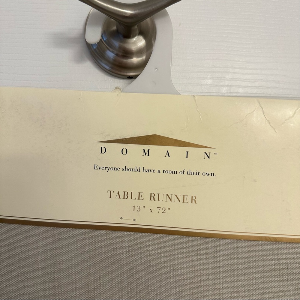 Domain Dining Table Runner - Beige Neutral Embroidery 13” x 72” - Picture 3 of 9